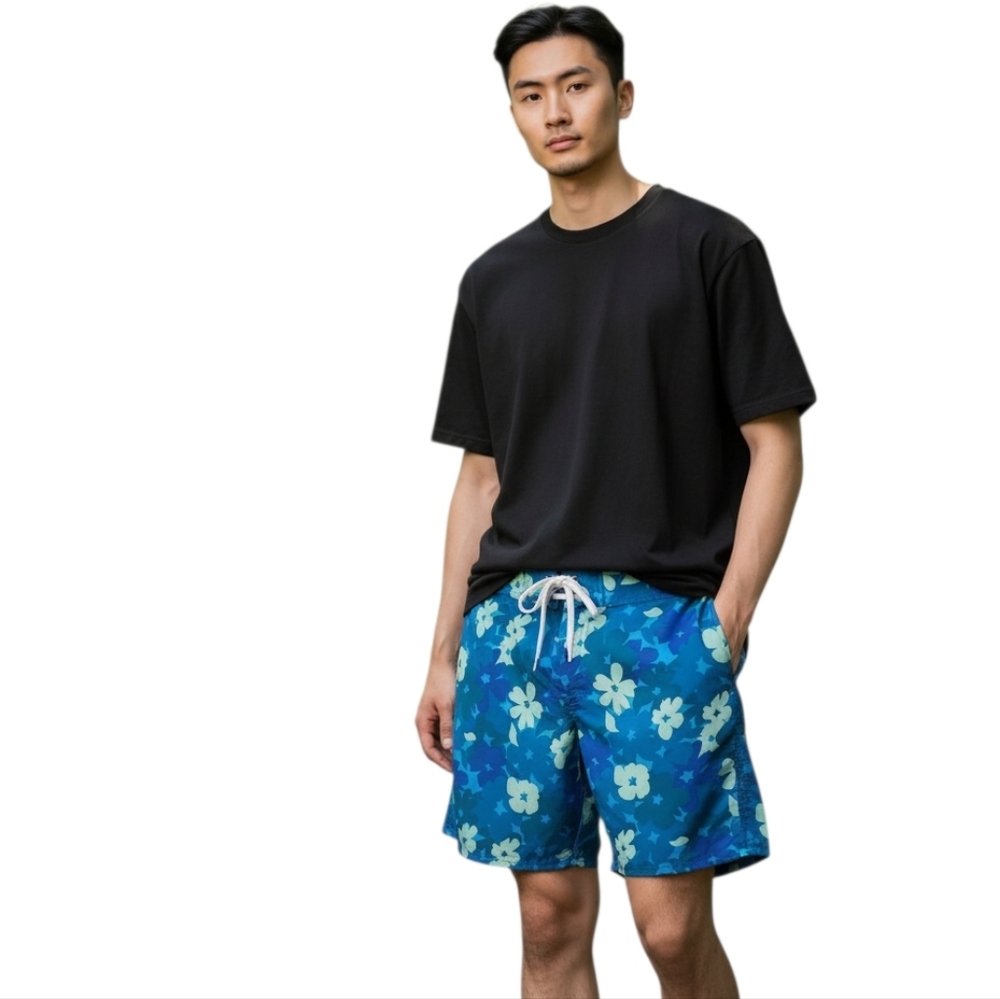 Cabelas Floral Blue Swim Shorts Size Mwdium NWT